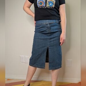 Dakota Denim Y2K A-line Front Slit Skirt